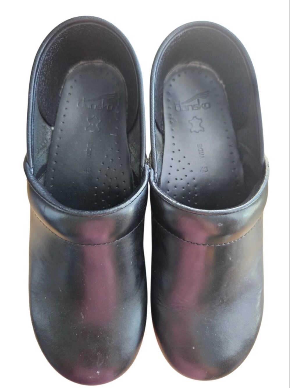 Dansko Professional Clog Shoe EU 43 Wide Women 12.5-13 Black Leather Men 9.5-10